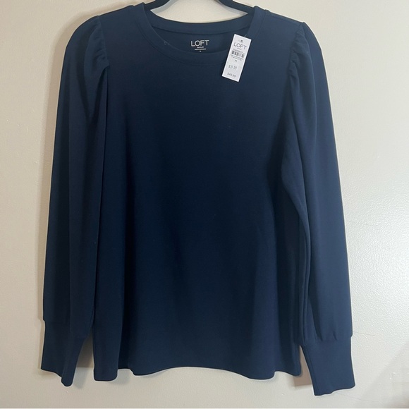 LOFT Tops - LOFT Outlet Navy Blue Puff‎ Sleeve Top Medium NWT